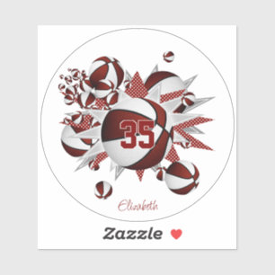 girls name on maroon basketballs stars 