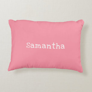 Girls Name Pastel Salmon White Stripes Decorative Cushion
