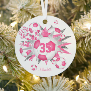 girls name soccer ball blowout pink  metal tree decoration