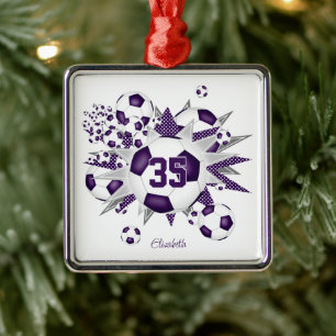 girls name soccer balls stars purple metal tree decoration