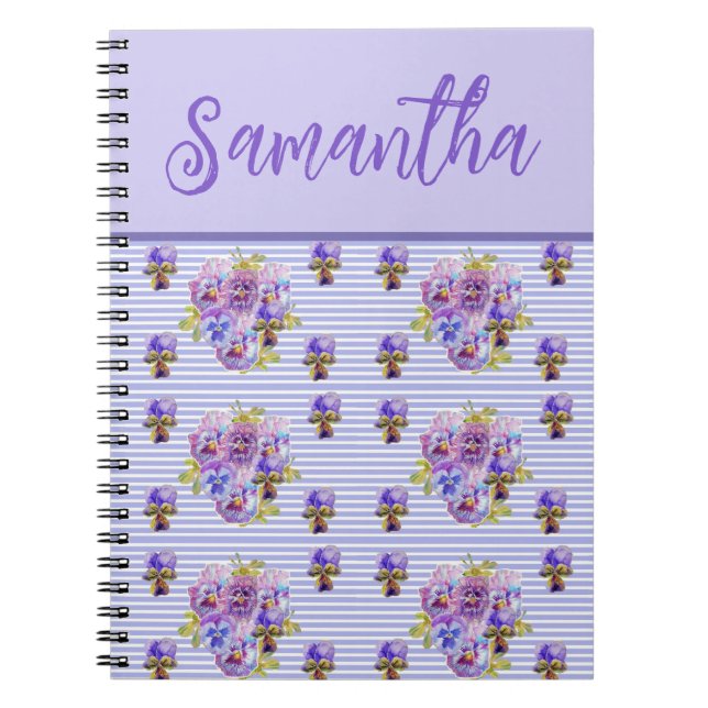 Girls Name Viola Purple Lilac Floral Flower  Notebook (Front)