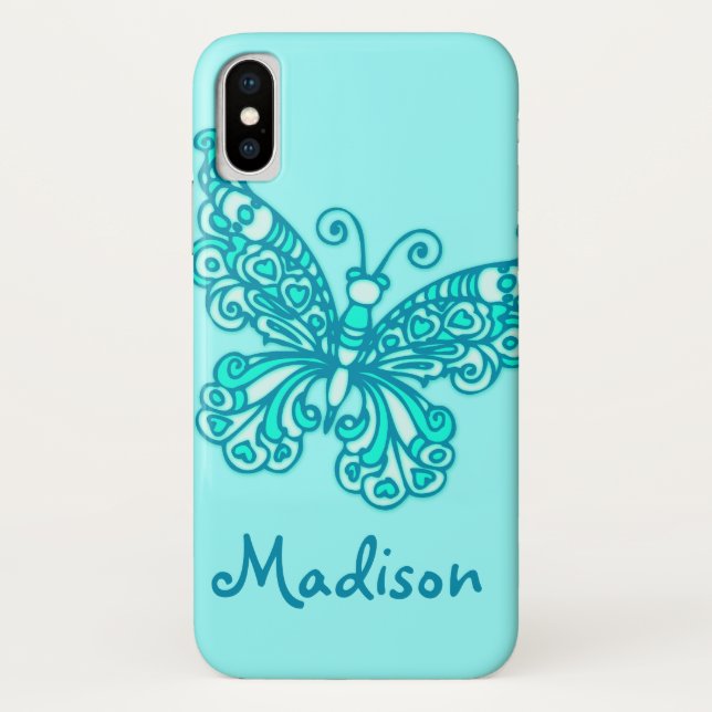 Girls named aqua green butterfly Case-Mate iPhone case (Back)