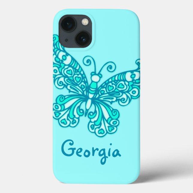 Girls named aqua green butterfly ipad case (Back)