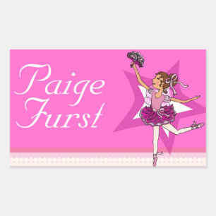 Girls named ballerina pink ballet id label sticker