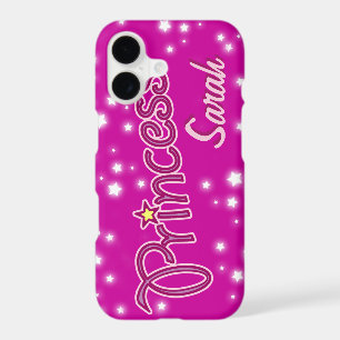 Girls named princess star bright pink iphone case