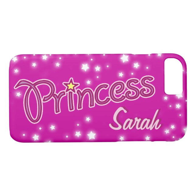 Girls named princess star bright pink iphone case (Back (Horizontal))