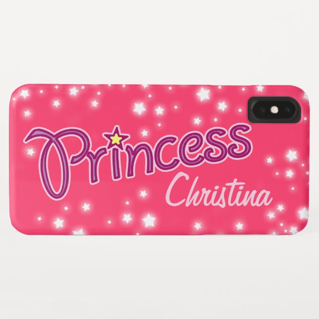 Girls named princess star graphic bright pink Case-Mate iPhone case (Back (Horizontal))