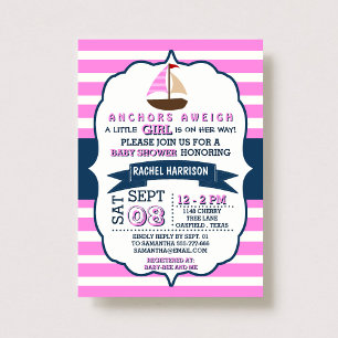 Girl's Nautical Boat Baby Shower Invitations