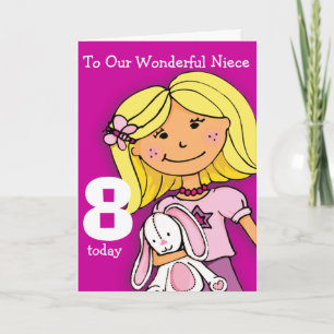 Girls Niece 8th birthday card girlie purple
