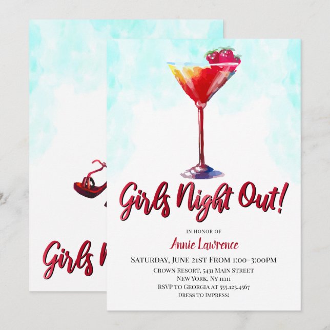 Girls Night Bachelorette Party Invitations (Front/Back)