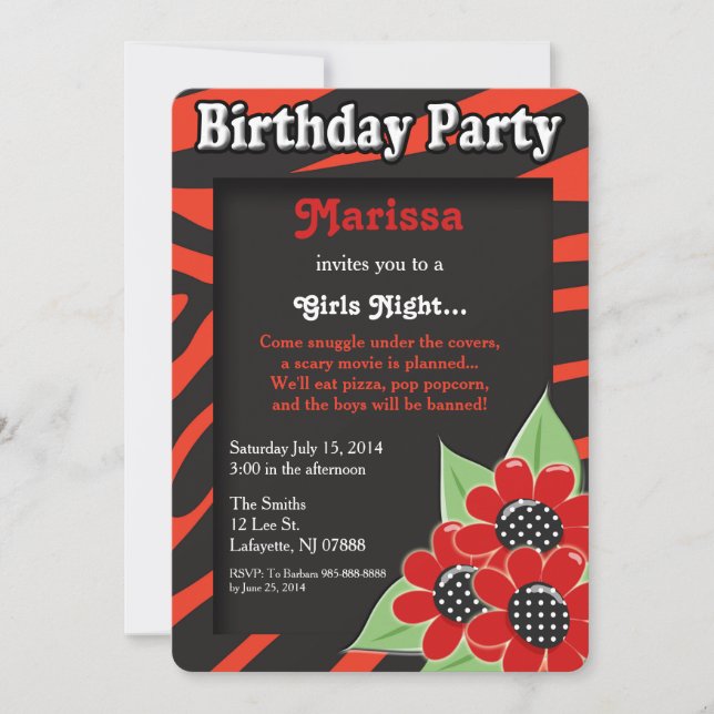 Girls Night Birthday Party Invitation (Front)