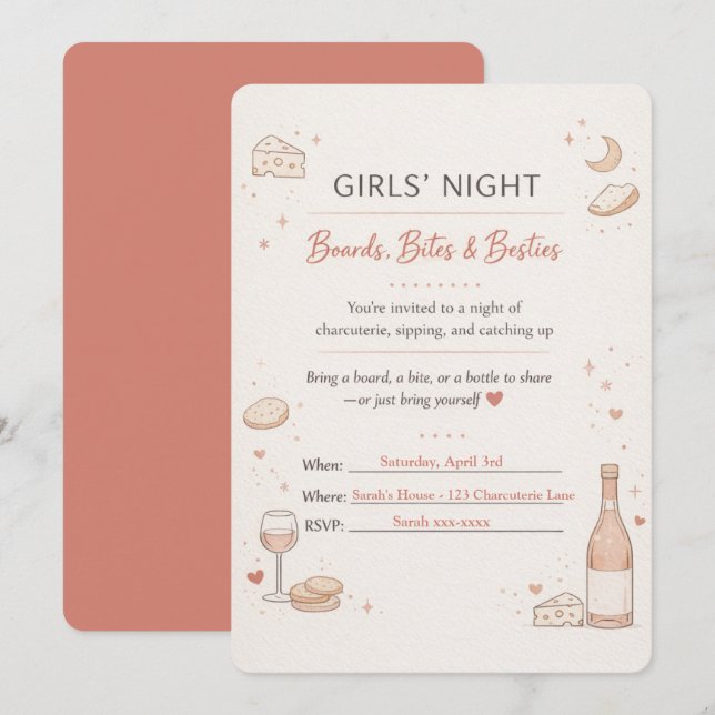 Girls’ Night Charcuterie Party Invitation (Front/Back)