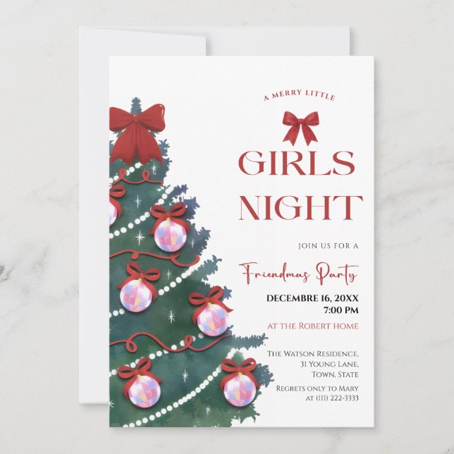 Girls Night Christmas tree Party Invitation (Front)
