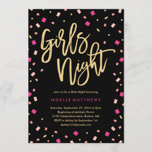 Girls Night Confetti Bachelorette Party Invitation