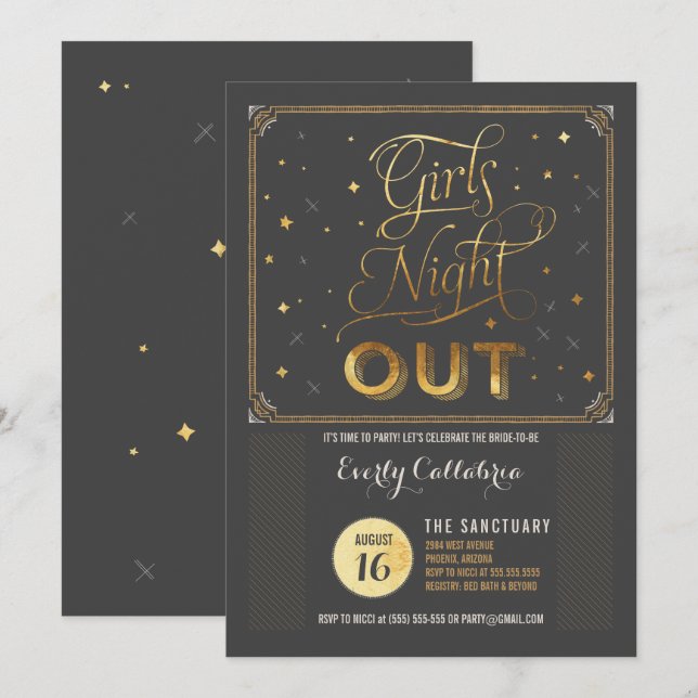 Girls Night Out Bachelor Party Invitation (Front/Back)