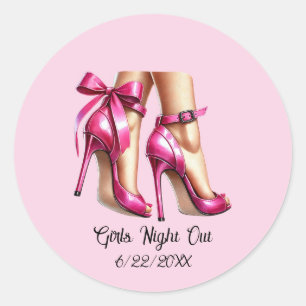 Girls night out Bachelorette party add date Classic Round Sticker