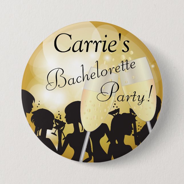 Girls Night Out Bachelorette Party in Gold Bokeh 7.5 Cm Round Badge (Front)