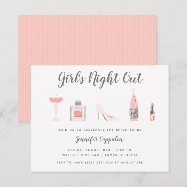 Girl's Night Out Bachelorette Party Invitation (Front/Back)