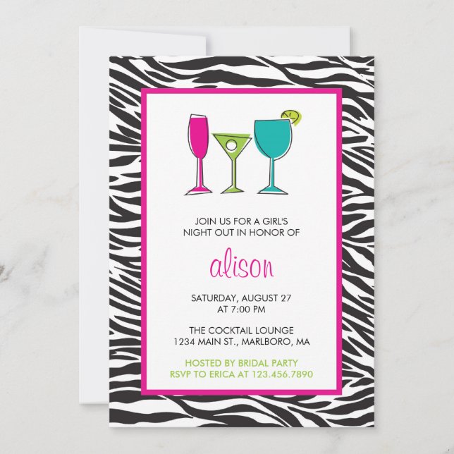 Girl's Night Out Bachelorette Party Invitation (Front)