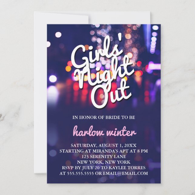 Girls' Night Out Bachelorette Party Invitation (Front)