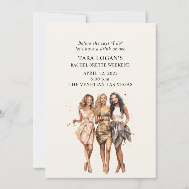 Girls Night Out Bachelorette Party Invitation (Front)