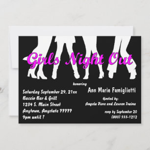 Girl's Night Out Black And White Invitations