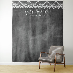 Girl's Night Out Chalkboard Photo Booth Backdrop Tapestry