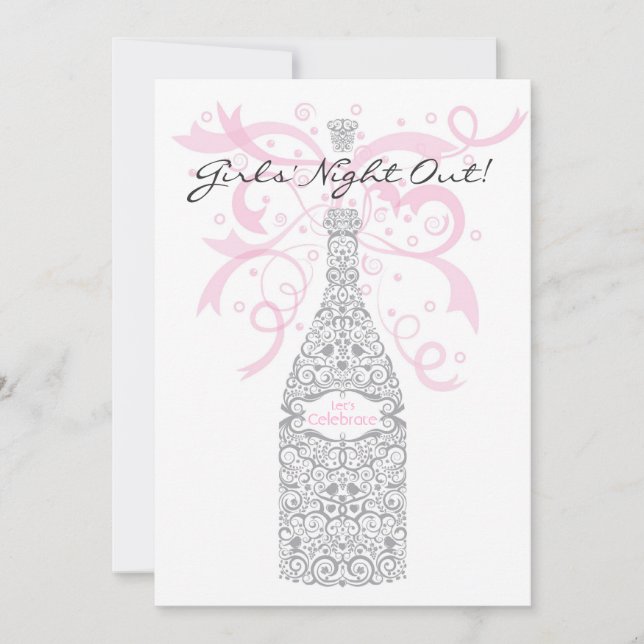 Girls' Night Out Champagne Bachelorette Party Invitation (Front)