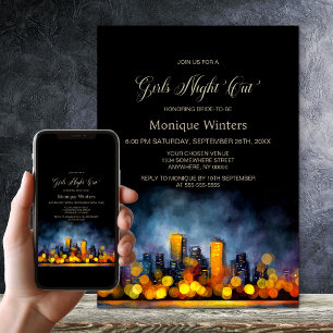 Girls Night Out Cityscape Bachelorette Party Invitation