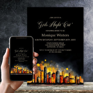 Girls Night Out Cityscape Bachelorette Party Invitation