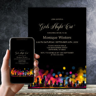 Girls Night Out Cityscape Bachelorette Party Invitation