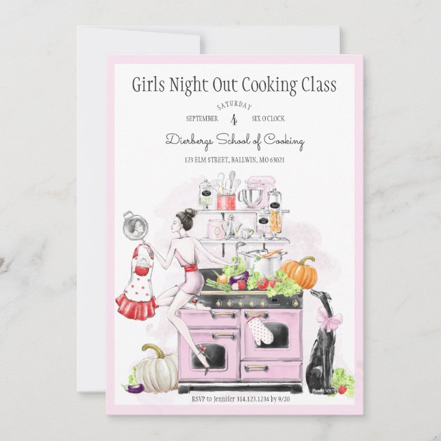Girls Night Out Cooking Class Invitation (Front)