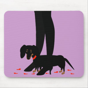Girls' Night Out - Dachshund Red Collar Mouse Mat