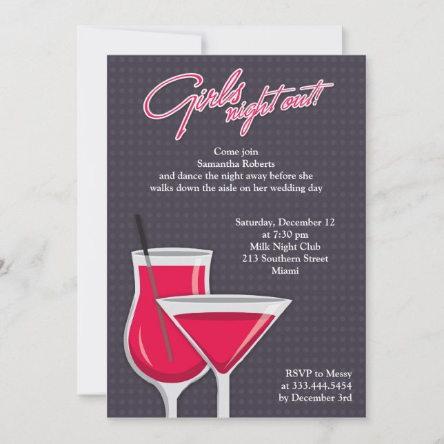 Girls Night Out Flat Invitation (Front)
