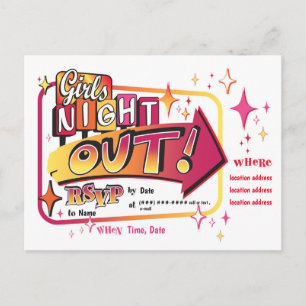 Girls Night Out Invitation Postcard