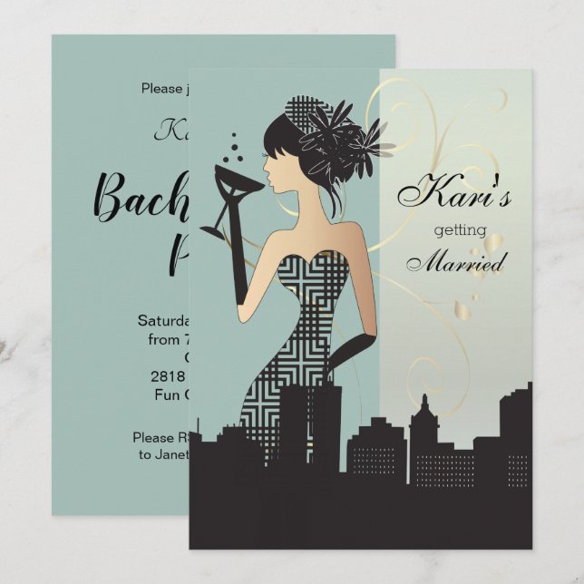 Girls Night Out Party - Blue Invitation (Front/Back)