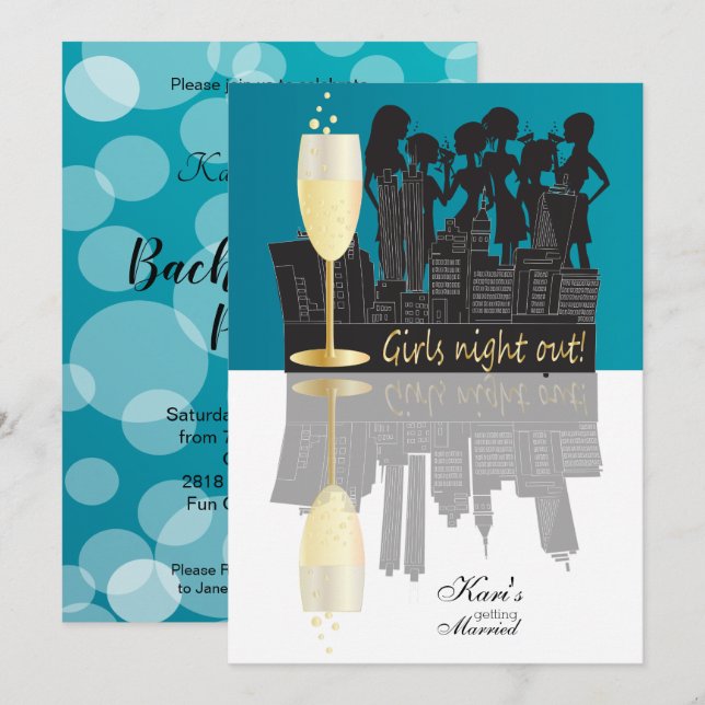 Girls Night Out Party Celebration | Blue Invitation (Front/Back)