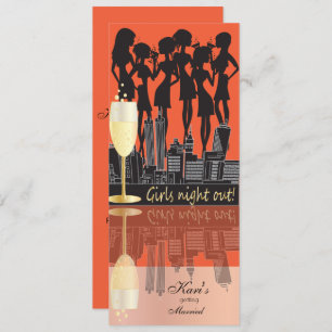 Girls Night Out Party Celebration   Orange Invitation