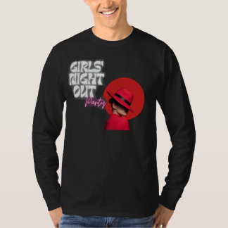 Girls Night Out Party Chic Red Hat Graphic Long Sl T-Shirt