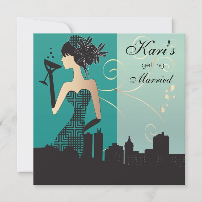Girls Night Out Party - Teal Invitation (Front)