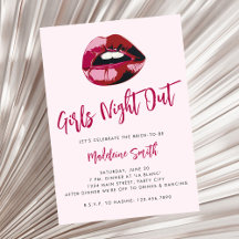 Girls Night Out Pink Lips Bold Fun Bachelorette