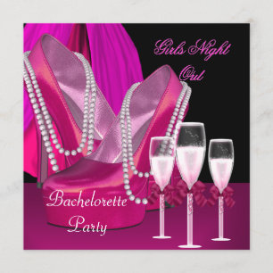Girls Night Out Pink Shoes Hi Heels Champagne Invitation