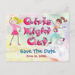 Girl's Night Out - Save the Date Announcement Postcard