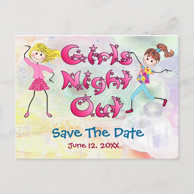 Girl's Night Out - Save the Date Announcement Postcard (Front)