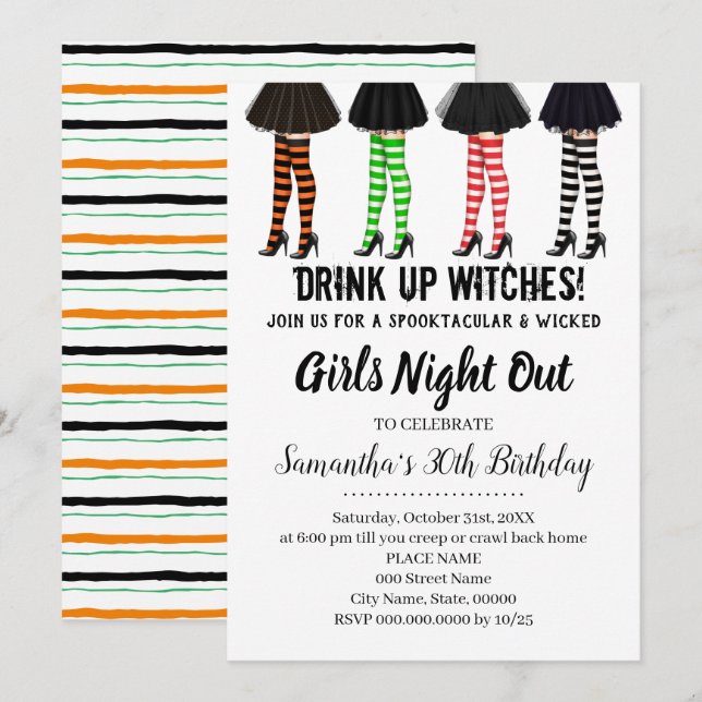 Girls night out Witches halloween Birthday Invitation (Front/Back)