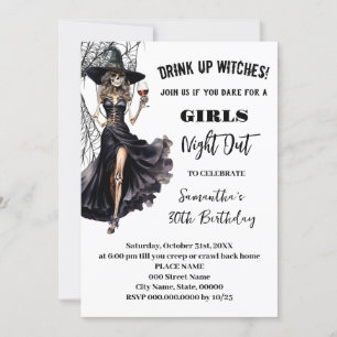 Girls Night Out Witches Halloween Birthday Party Invitation