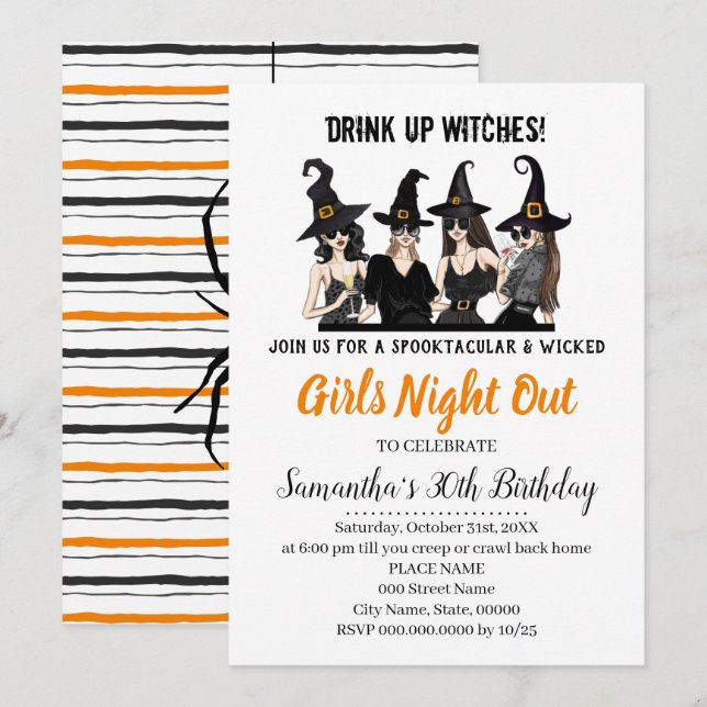 Girls night out Witches halloween Party Invitation (Front/Back)