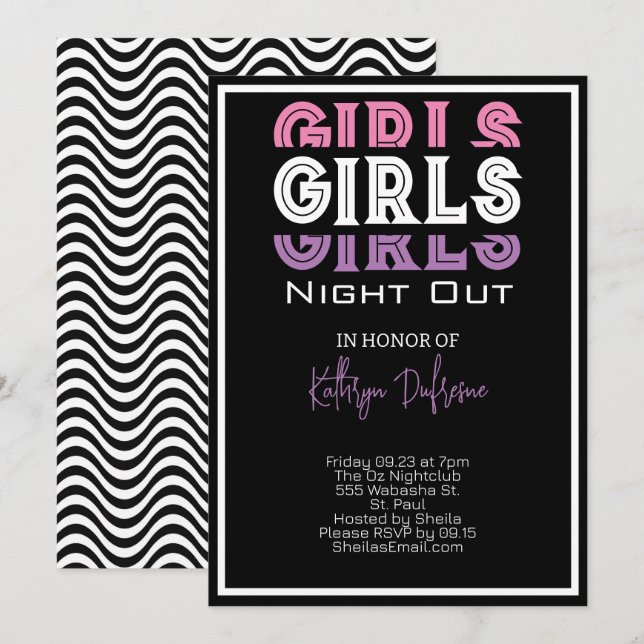Girls Night Personalised Invitation (Front/Back)