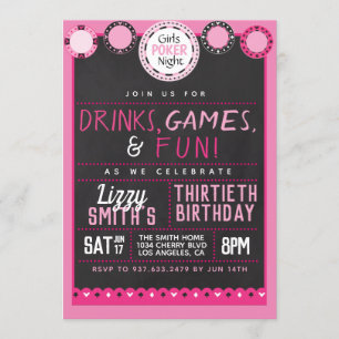 Girls Night Poker Birthday Invitation