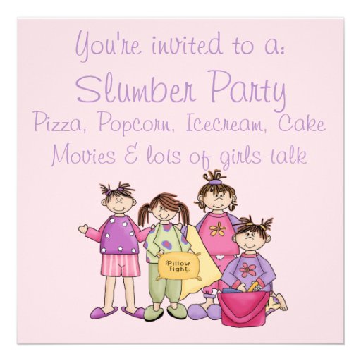 Girl's Night Slumber Party 13 Cm X 13 Cm Square Invitation Card | Zazzle